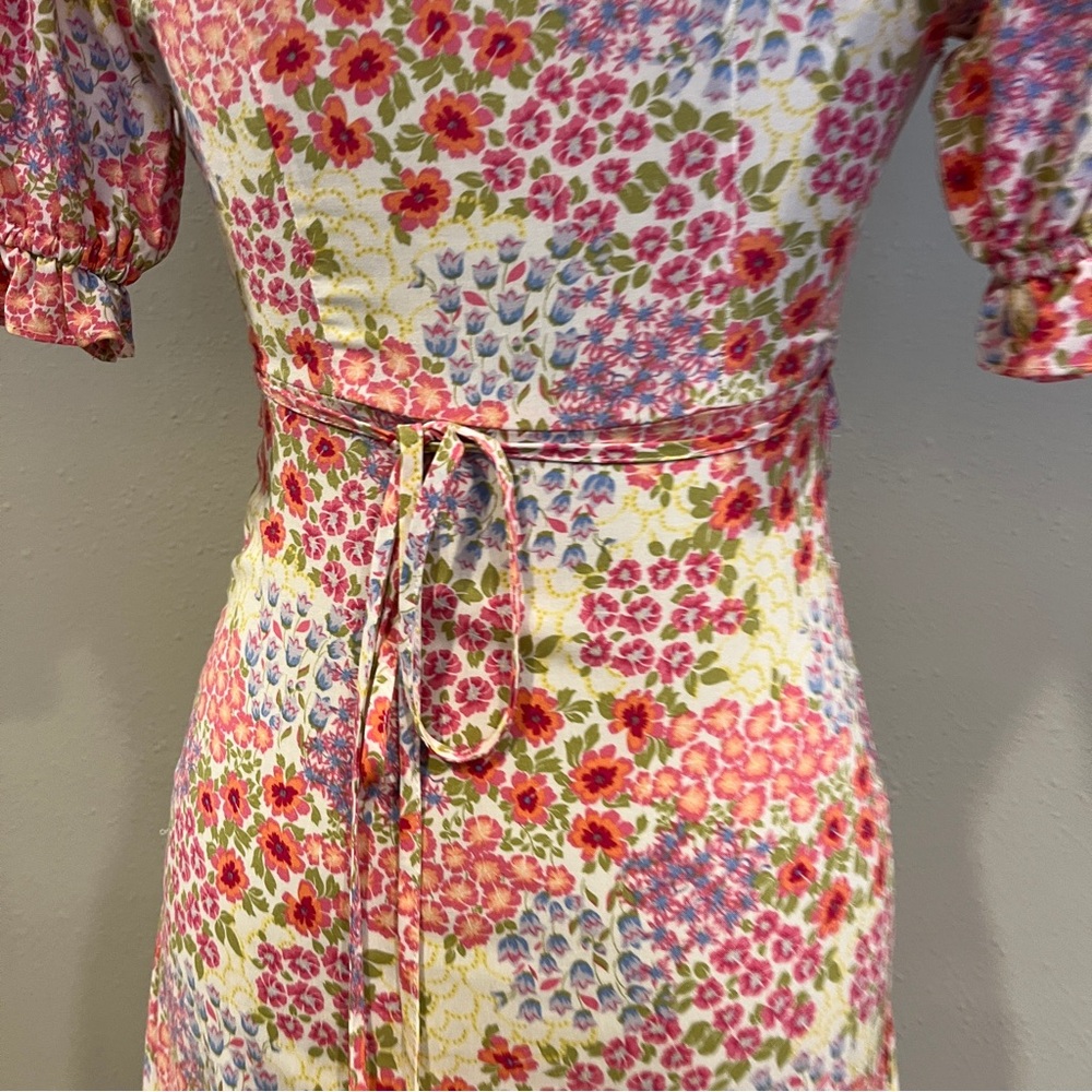 SO short sleeve v-neck floral midi dress size extra small - Picture 9 of 15